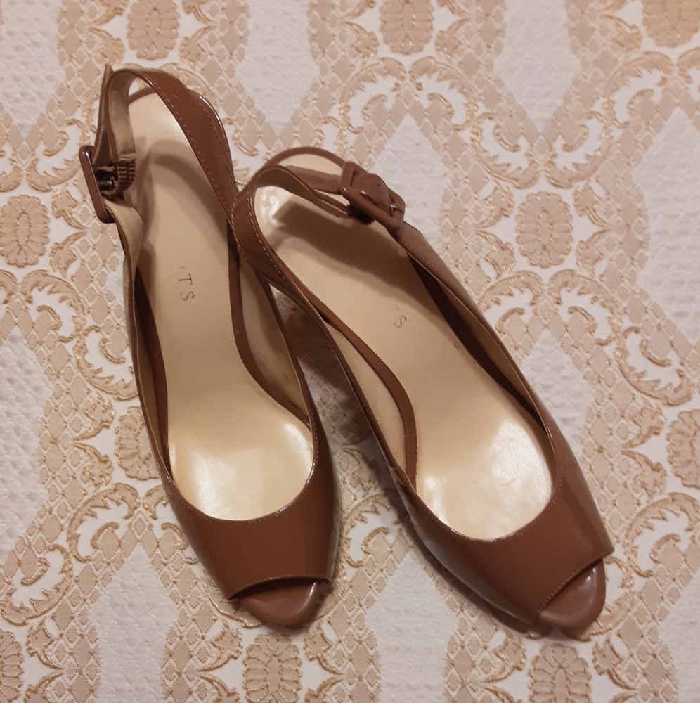 TALBOTS EDITH 4 PRAILINE COLOR PLATFORM HIGH HEEL SHOE SIZE 8M - Picture 3 of 10